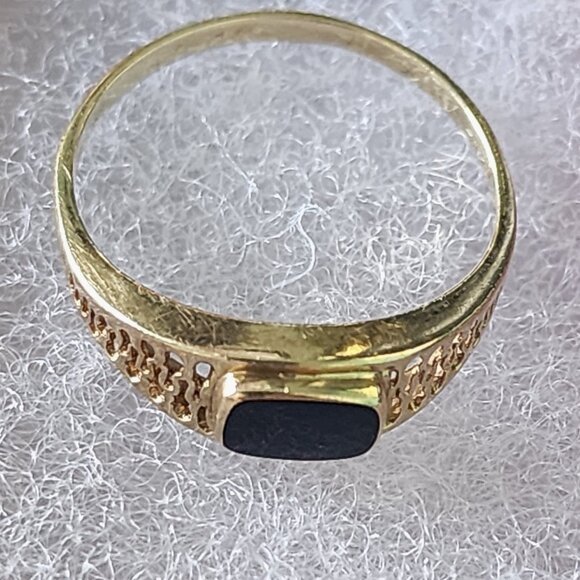 Vintage 14KT Gold and Black Onyx Ring Custom Made in Holland-Women's Size 9 1/4 - Picture 5 of 10